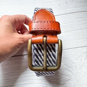 H&M Striped Fabric and Faux Leather Buckle Women’s Belt